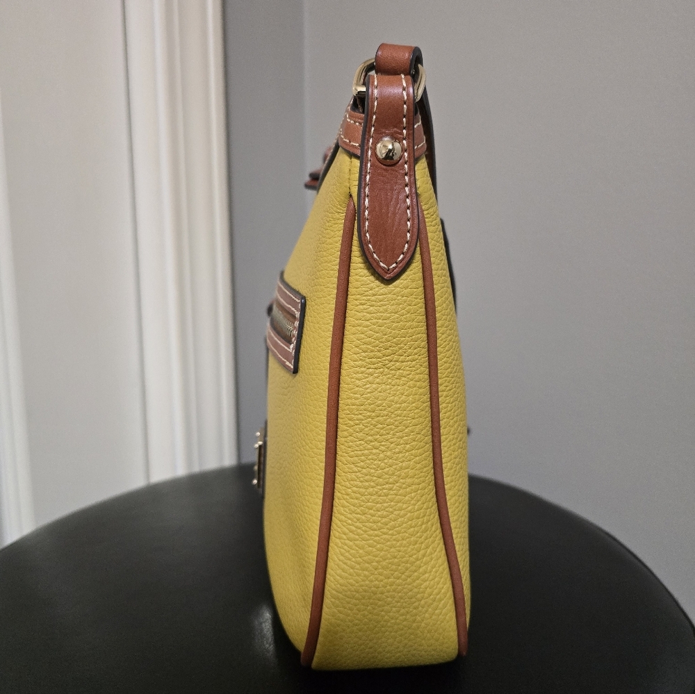 New Dooney Pebble Leather Pocket Crossbody - Color: Mustard - Picture 4 of 12